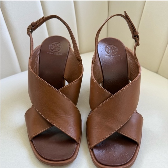 Tory Burch Tan Leather Slingback Sandals - Picture 3 of 7